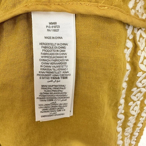 Boden Womens Mustard Yellow Linen Embroidered Dress US 4R Boho Cottagecore - Picture 5 of 10